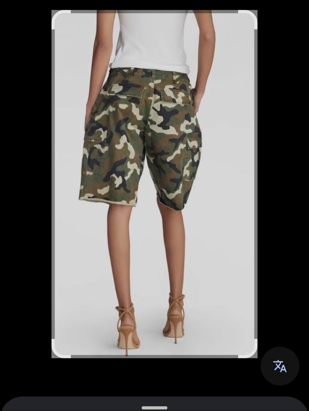 Women's Camo Cargo Bermuda Shorts - Olive Green